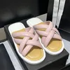 Spring and Summer New Bread Slippers Cross-foot Beach Channel Slippers Women's Shoes Designer Sandals Heel Height Sandals Flat Slippers Shoes Wholesale
