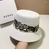 Chapeaux à large bord 2023 été pour femmes mode coréenne chapeau de seau voyage sauvage protection solaire paille japon simple ruban casquette noire