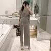 Sleep Lounge Pregnant Women's Spring Summer Set Fashion Thin Loose Shirt Pants Western Style Two piece Maternity ClothesT shirt 230322