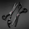 Hår sax Professional Japan 440C 5.5 '' 6 '' Röd ädelsten Black Cut Hair Scissors Cutting Barber Haircut Thinning Shears Hairdressing Scissors 230323