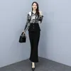 Women's Two Piece Pants 2023 Office Lady Shirt And Trouser 2 Pieces Suit Set Women Black White Twinset Tie Up Top Pant 2PCS Outfits Business