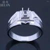 حلقات الكتلة Helon 4.5-5.25mm Round Round Sterling Silver 925 Natural Diamonds Semi Mount Engagement Leats Men Fine Jewelry Band