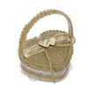 Headpieces Valentine's Day Flower Basket Ring Box Romantic Burlap Bow Storage Holder Handmade Earrings Jewelry DropShip