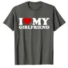 T-shirt da uomo Amo la mia ragazza Camicia I Heart My-Girlfriend Camicia GF T-shirt Regali per fidanzati San Valentino Come Graphic Tee Tops Uomo W0322