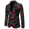 Men's Suits & Blazers Blazer Spring Men Fashion Rose Print Style Clothing Suit Casual Flowers Male Jacket Coat Mens
