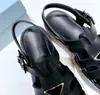 2023 Sandaler Wedge Heel Beach Sandal för kvinnors chunky korkplattformar Wedgies tofflor Casual Summer Rubber Sole
