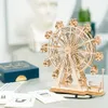 Blokkeert Robotime Diy 3D houten puzzel speelgoed Montage Model Vliegtuig Merry Go Round Ferris Wheel For Children 230322