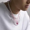 Choker purui mode y2k rosa låshänge akrylkedja halsband punk imitation pärlpärlor flerskikt kvinnors smycken gåva