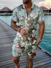 Mens Tracksuits Men Summer Polo Tshirt Set Male Multicolor Flowers Pattern Polo Suit 3dprinted Golf Polo Shirt Short Pants Fitness 2 Pieces 230323