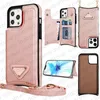 Designer Phone Case Inverted Triangle P Wallet Phone Cases for iPhone 15 Pro Max 14 13 12 11 Xs XR 8 Plus Back Shell with Lanyard Card Holder Pocket Fish Tail Mobile Cover