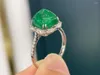 Clusterringen SX Solid 18K White Gold Nature Green Emerald 3.15CT voor vrouwen verjaardagscadeautjes fijne sieraden
