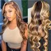 Two Tone Ombre Highlight Spets Front Wigs Loose Wave 10a Malaysian Virgin Remy Human Hair Full Lace Wigs For Black Woman Free Frakt