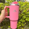 Beliebte neue 40 -Un -Pink -Griffe Bumbler Edelstahl Thermoserie Wasserflaschen Vakanne isolierte Becher mit großer Kapazität mit Logodeckel und Stroh