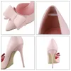 Dress Shoes Korean Fashion Women's Shoes Wedding Bow High Heels Stiletto Heels Shallow Pointed Head Side Empty Thin Shoes 230323