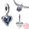 Classic 925 Sterling Silver Dazzling Star Blue Sky Suspension Charm är lämplig för primitiva Pandora -armbandsmycken