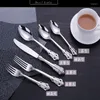 Dinnerware Sets 1PCS Disposable Imitation Metal Plastic Gold Silver Carved Embossed Cutlery Western Wedding Party Tableware Set