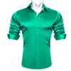 Męskie koszule Barry. Eleganckie mężczyzn jedwabna koszula wykwintna oliwkowa zielona zielona solidna długie rękaw tkany spinny obrońcy