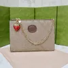 726250 Women Designer Clutch Bags Double G Strawberry Hanging Ornament Wrist Bag With Gold Chain Beige Ebony Canvas Wallets Classic Purses