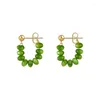 Boucles d'oreilles créoles luxe vert perle cercle pour femmes créatif géométrique petite fête bijoux cadeau