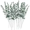 유칼립투스 줄기 장식 인공 유칼립투스 잎 웨딩 중심을위한 가짜 녹지 가지 꽃 꽃 꽃 배열 농가 가정 장식