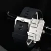 BR Titta på Mechanical Watch Multifunktionellt rostfritt stål Automatisk modemänklocka Silikonmaterialrem
