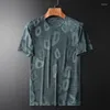 Heren t shirts t-shirt zomer heren luxe solide kleur korte mouw casual mannelijke plus maat 4xl mode slanke jacquard man t-shirts