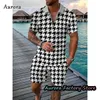 Męskie dresy luksusowe męskie set Polo Summer Vintage Tracksuit swobodny stylowy strój męski koszula polo garnitura Hawaje w stylu odzieży streetwear 230323