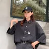 Women's Blouses Women Kawaii Black Shirts Casual Blouse For Girl Summer Autumn Button Up Tops Korean Fashion Clothes Teenage Preppy Clothing