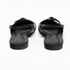 Sandaler kvinnors slingback platt botten sommar svart läder spetsiga slutkvinnor balettskor zaza 2023 mode lågklackade stranden