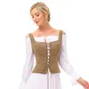 Kadın Yelekler SD Kadınlar Vintage Sahte Süet Kare U-Back Lace-Up Ön Yuva Ceket Yelek Rönesans Cosplay Kostüm Köylü Korse A30 230322