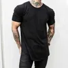 Heren t-shirts mannen t-shirt stevige kleuren casual workout shirts gebogen zoom t-shirt mannen mode streetwear 3xl w0322