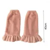 Calcetines de mujer, 1 par, de invierno, con encaje ahumado térmico, recto, de felpa, de tubo medio, hasta la rodilla, cálidos para ir de compras