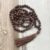 Chains 108 Prayer Beads Mala Necklace Handmade Knotted Garnet Long Necklaces For Women Buddhist Tassel Jewelry