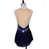 Stage Wear Customized Competition Ice Skating Skirt Navy Blue Red Girls Sexy Sleeveless Women Figure Dress