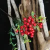 Decorative Flowers 28.5CM Christmas Decoration Single Red Berry Artificial Plant Home Party Wedding Fake Flower Foam Bean Branch