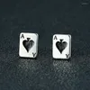 Kolczyki stadniskie Ace pik dla mężczyzn chłopiec ze stali nierdzewnej Poker Player Player Lucky Carring punk biżuteria
