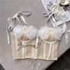 Kadın Tankları Camis Corset Tatlı Çiçek Aksesuarları Dikiş Yelek Bayanlar İnce Fit Renk Blok Kayışları Slings Slings Sleecsess Kırpılmış Üst Kadınlar 230322