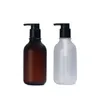 Plastic Lotion Pump Bottle 300ml 500ml Matte Frost Brown Black White Round Shoulder PET Refillable Cosmetic Packaging Had Sanitizer Container