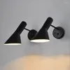 Wall Lamps Modern Black White Metal Lamp Loft Adjustable Industrial Light Power Switch Button Bedroom Lighting Decor Flexo