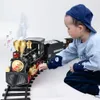 Electric RC Track Simulation Train Fjärrkontroll Retro Steam Electric Stepless Speed ​​Smoking Children S Toys 230323