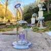 7.5" Pipe à eau en verre violet Bong Bubbler Hookah W / Percolator Tobacco Bowl