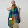 Scarves Sacrf Cashmere Scarf Unisex Blanket Type Colorful Checkered Tassel Imitation luck