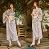 Etniska kläder kvinnor japansk stil traditionell anime kimono kläder klänning rutt tryck lös pyjamas badrock yukata hemkläder cosplay kostym