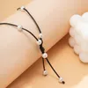 Collier de perles d'imitation Simple pour femmes en cuir noir fil de cire corde chaîne colliers tour de cou bijoux accessoires de fête