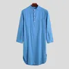 Men's Sleepwear 2023 Men Casual Sleep Robes Long Sleeve Round Neck Shirts Man Fashion Solid Color Nightgown Comfy Nightclothes 5XL