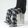 Winter geweven warme mode voor mannen Retro plaid wollen mannen streetwear Koreaanse losse dikke rechte broek heren broek aa230322