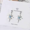 Charm Real 925 Sterling Silver Fashion Charm Star Blue Cz Серьги для женщин для женщин свадебная вечеринка