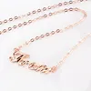 Chains Design 585 Purple Gold Plated 14k Rose Letter Necklace For Woman Fashion Simple Glamour Party Evening Jewelry