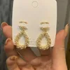 Moda cravejada com pérolas brincos de brincos de cartas Brinco de jóias pendentes Ellipse para mulheres Presentes Sier agulha de alta qualidade