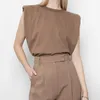 Kobiety z czołgów damskich Camis Office Lady Tank Tops Women Fashion Shlee Bez rękawów Koszule z podkładką na ramię Lato luźne bluzki eleganckie ubrania 2020 p230322